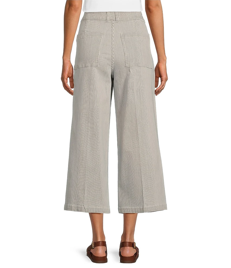 Dear John Audrey Striped Stretch Twill High Rise Wide Leg Cropped Jeans