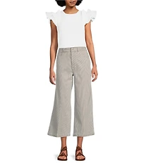 Dear John Audrey Striped Stretch Twill High Rise Wide Leg Cropped Jeans