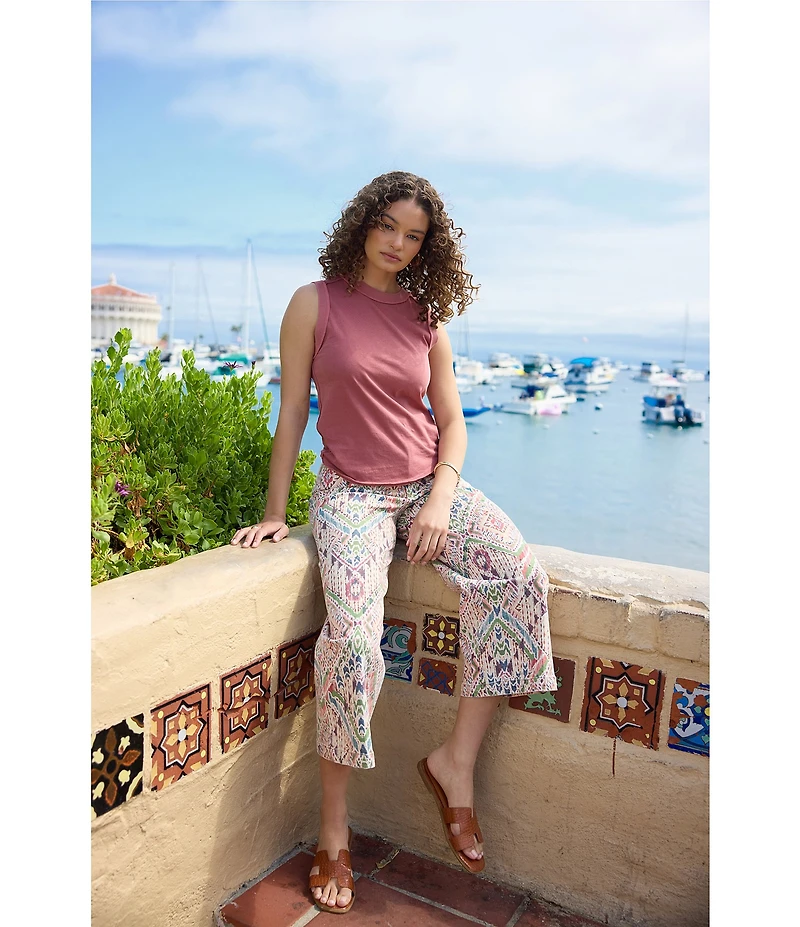 Dear John Audrey Tropical Abstract Print Capri Jeans