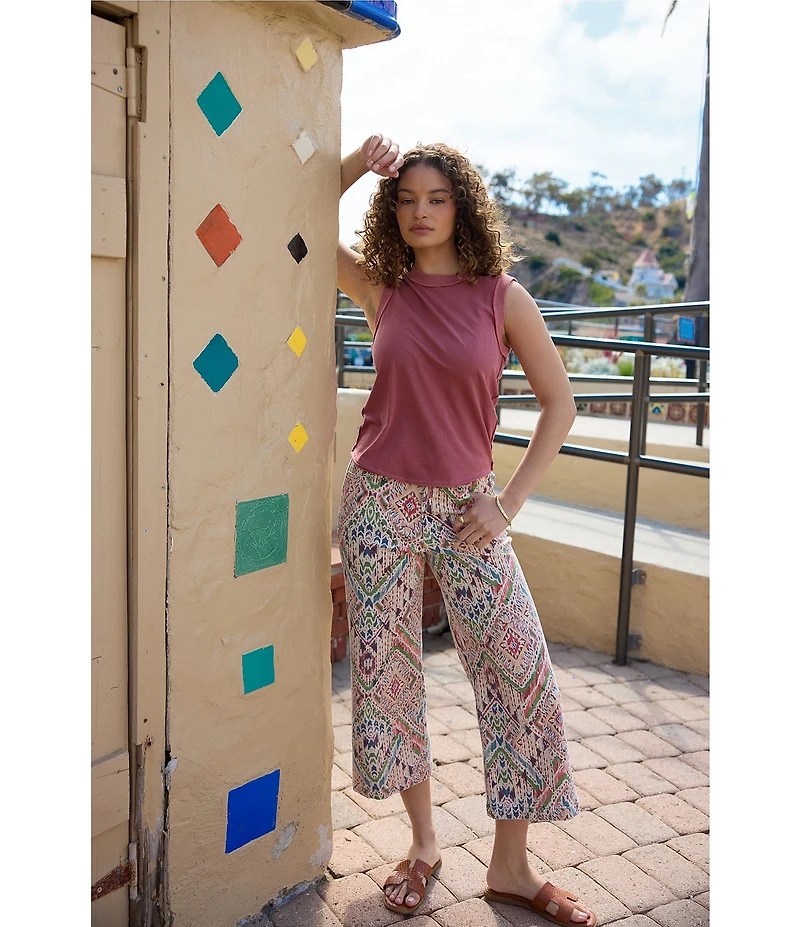 Dear John Audrey Tropical Abstract Print Capri Jeans