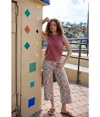 Dear John Audrey Tropical Abstract Print Capri Jeans