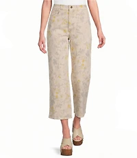 Dear John Audrey Twill Print Wide Leg High Rise Crop Length Jeans
