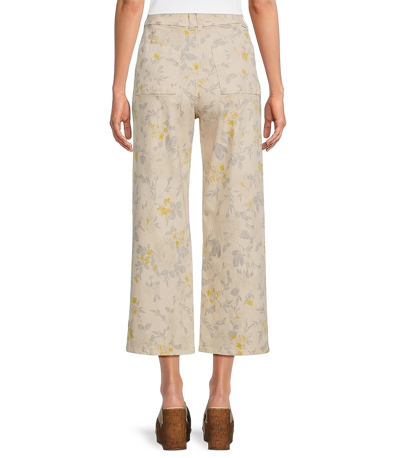 Dear John Audrey Twill Print Wide Leg High Rise Crop Length Jeans