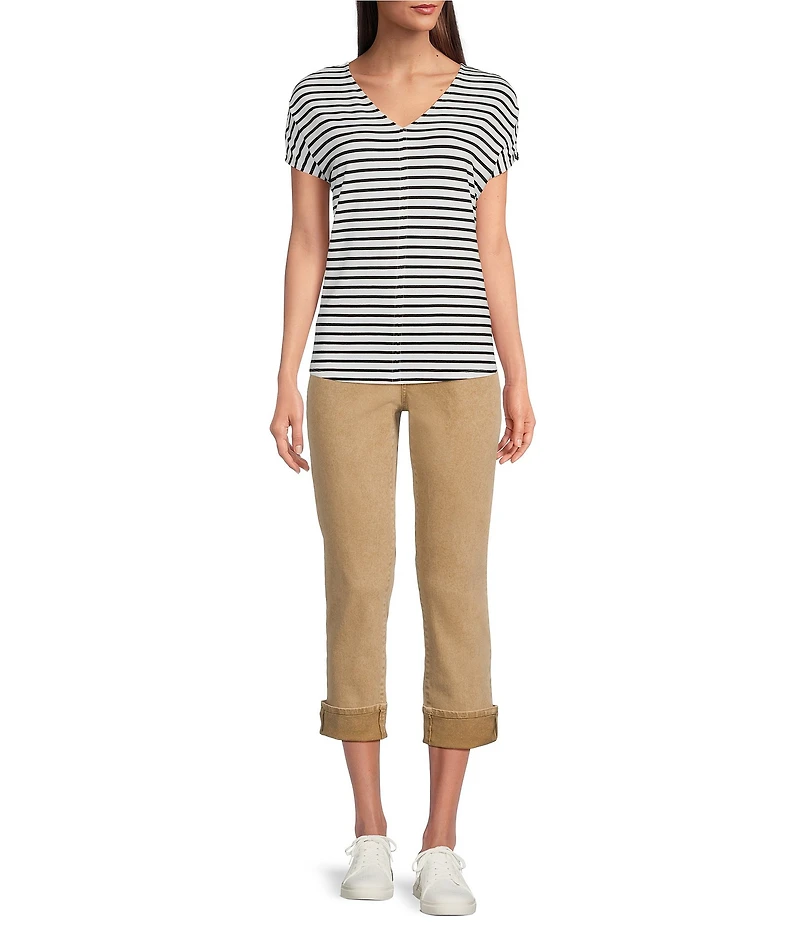 Dear John Blaire Twill Mid Rise Slim Straight Cuffed Jeans