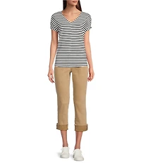 Dear John Blaire Twill Mid Rise Slim Straight Cuffed Jeans