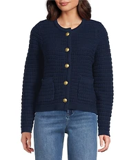 Dear John Cambria Round Neck Long Sleeve Button Front Sweater