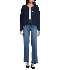 Dear John Cambria Round Neck Long Sleeve Button Front Sweater