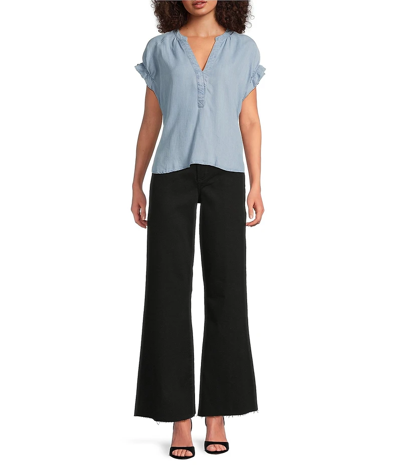 Dear John Fiona Stretch Denim High Rise Wide Leg Ankle Jeans