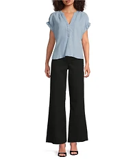 Dear John Fiona Stretch Denim High Rise Wide Leg Ankle Jeans