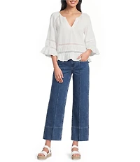 Dear John Holly Denim High Rise Wide Leg Ankle Length Pintuck Jeans