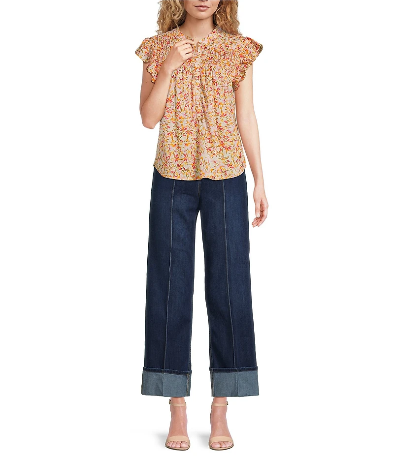 Dear John Holly Stretch Denim High Rise Cropped Wide Leg Jeans