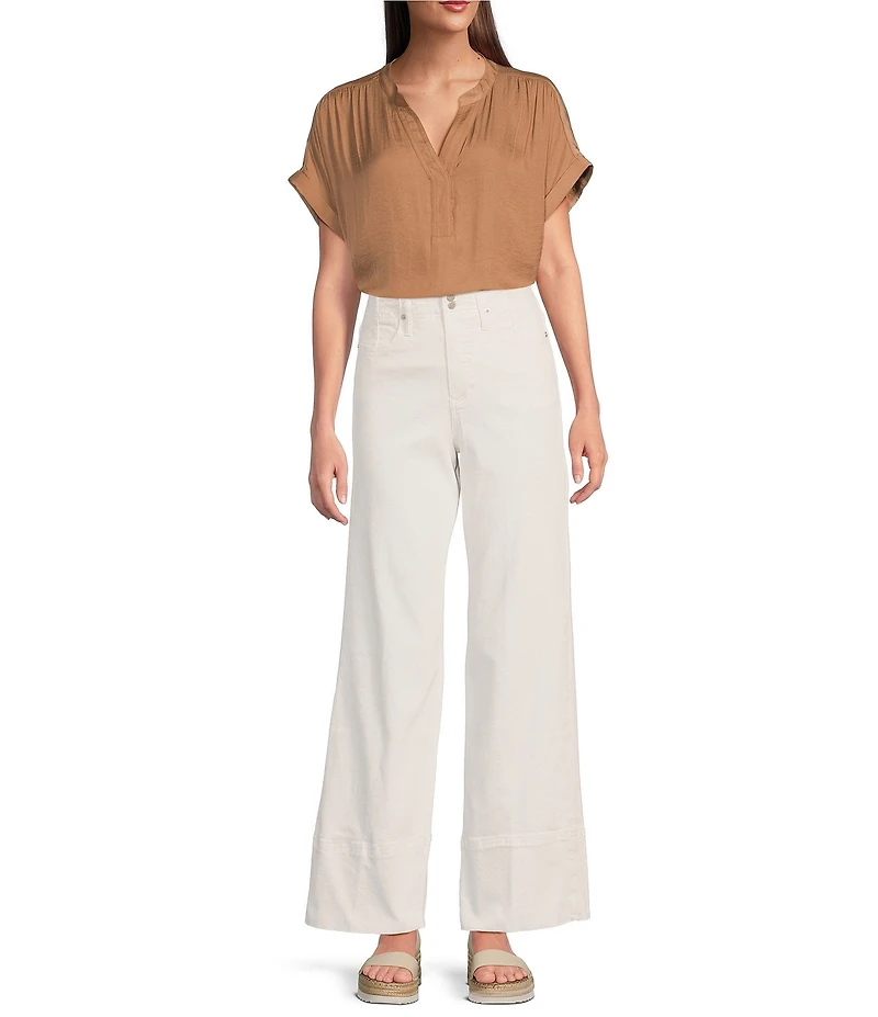 Dear John Holly Stretch Denim High Rise Double Button Wide Leg Jeans