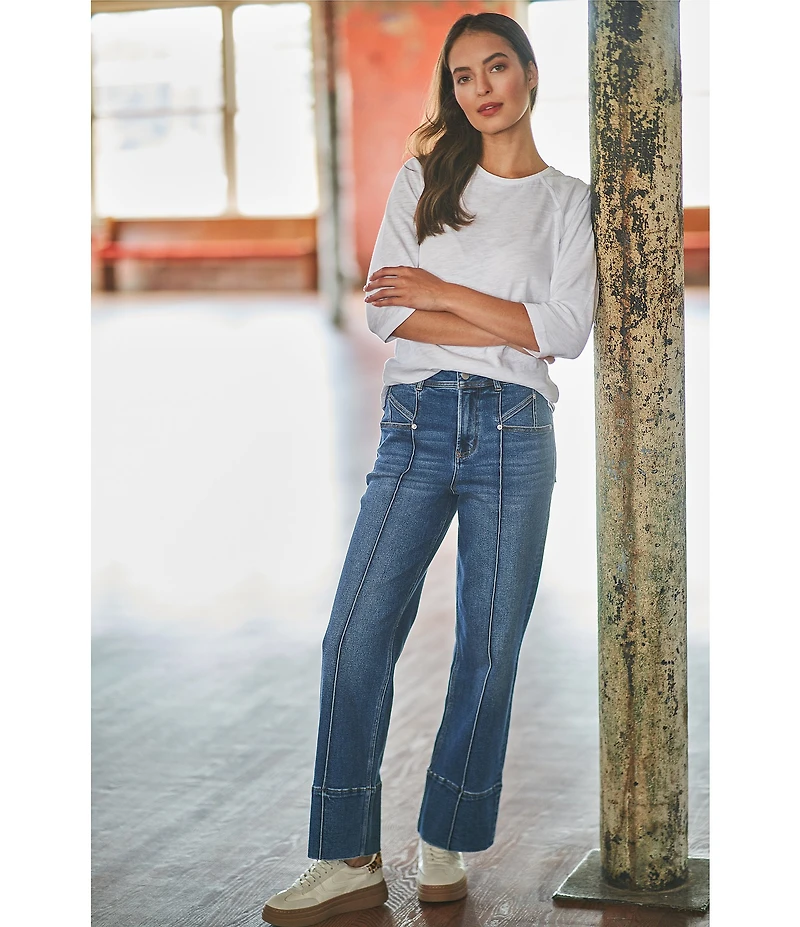 Dear John Holly Stretch Denim High Rise Wide Hem Jeans
