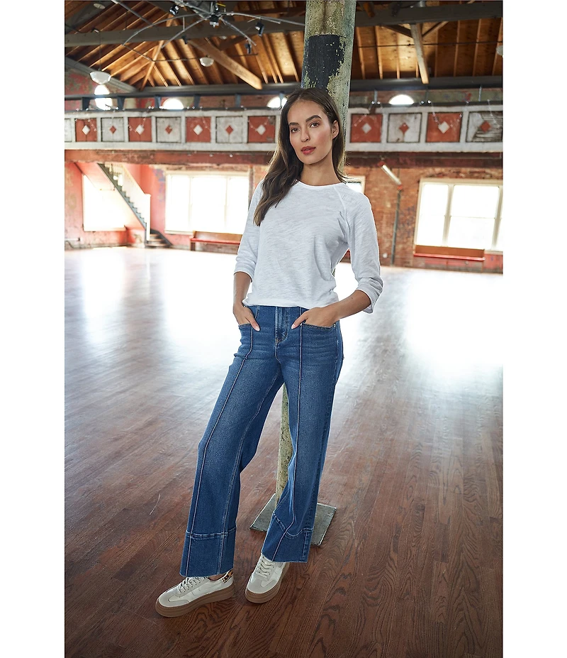 Dear John Holly Stretch Denim High Rise Wide Hem Jeans