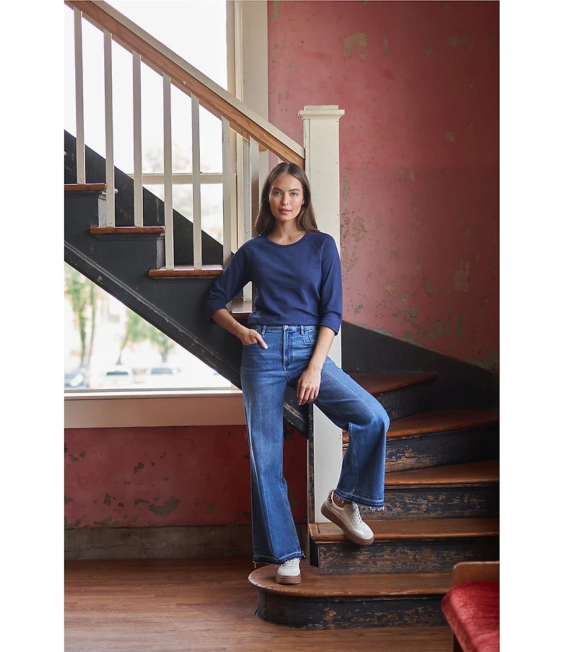 Dear John Holly Stretch Denim High Rise Wide Leg Ankle Jeans