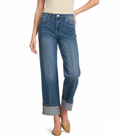 Dear John Holly Stretch Denim Straight Leg Cuffed Hem Jeans