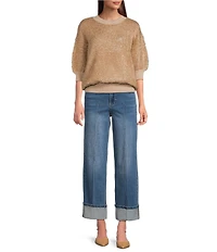 Dear John Holly Stretch Denim Straight Leg Cuffed Hem Jeans