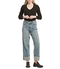 Dear John Holly Stretch Denim Straight Leg Cuffed Jeans