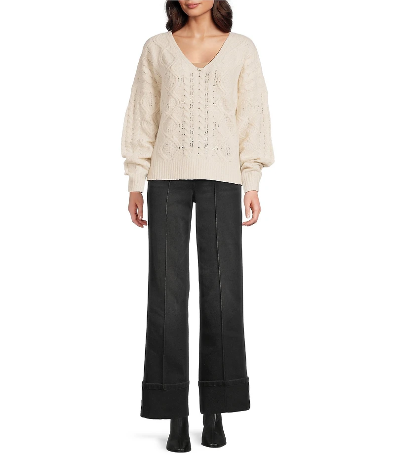 Dear John Holly Stretch Twill Straight Leg Wide Hem Jeans