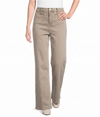 Dear John Holly Twill Wide Leg Flat Front Patch Pocket Jeans