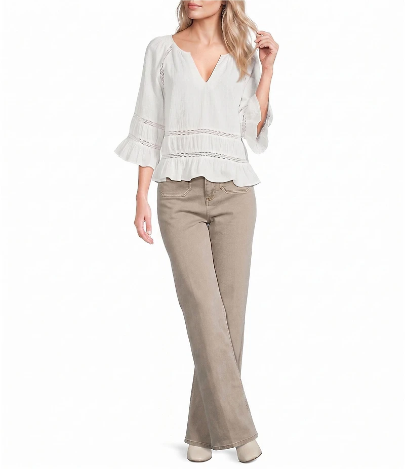 Dear John Holly Twill Wide Leg Flat Front Patch Pocket Jeans