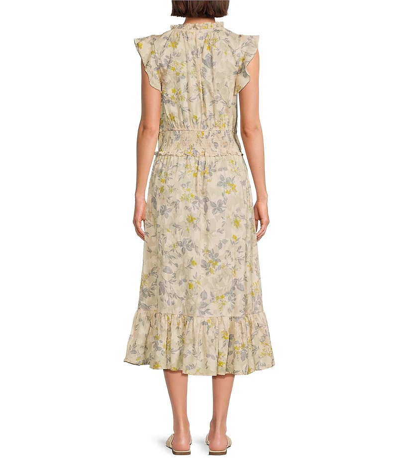 Dear John Ishani Woven Print V-Neck Short Sleeve Maxi Length A-Line Dress