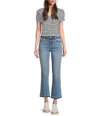 Dear John Jeanne Stretch Denim High Rise Flare Leg Cropped Jeans