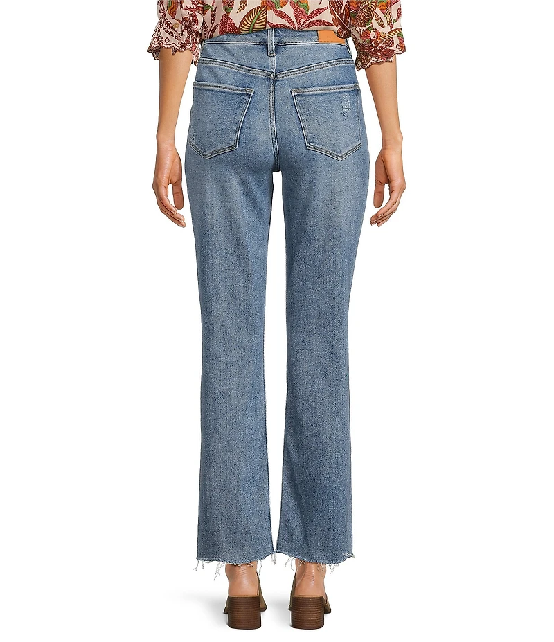 Dear John Jodi Straight Leg High Rise Fray High Low Hem Jean