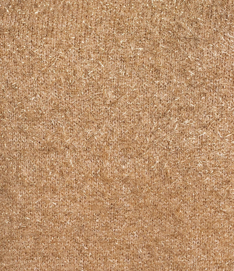 Dear John Maleni Knit Metallic Round Neck 3/4 Puff Sleeve Top