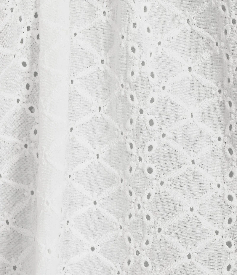 Dear John Marfa Eyelet Crew Neck Cap Sleeve Blouse