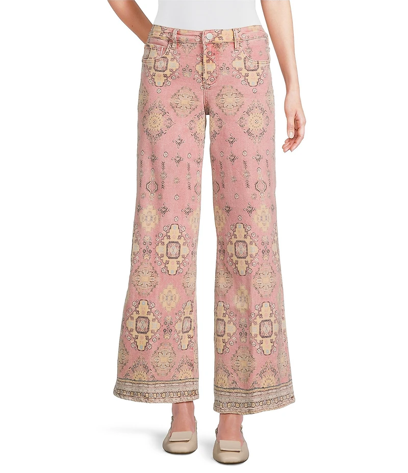 Dear John Micah Abstract Print Wide Leg Ankle Length Jeans
