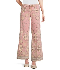 Dear John Micah Abstract Print Wide Leg Ankle Length Jeans