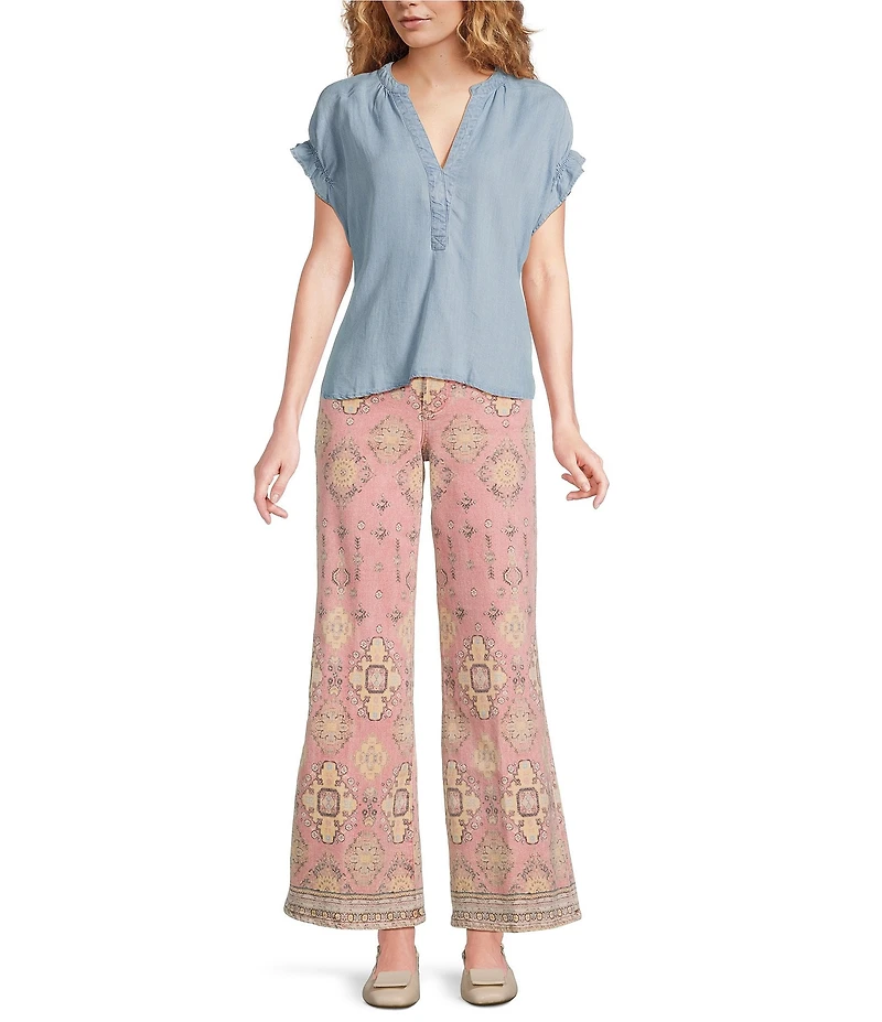 Dear John Micah Abstract Print Wide Leg Ankle Length Jeans
