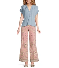 Dear John Micah Abstract Print Wide Leg Ankle Length Jeans
