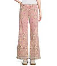 Dear John Micah Abstract Print Wide Leg Ankle Length Jeans