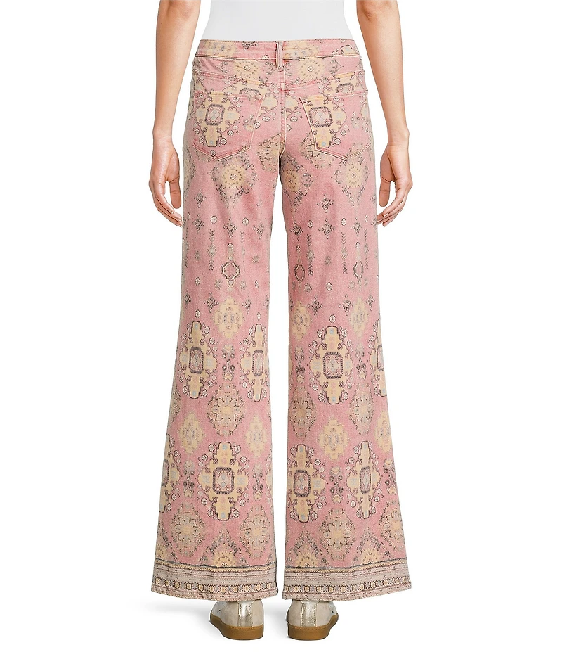Dear John Micah Abstract Print Wide Leg Ankle Length Jeans