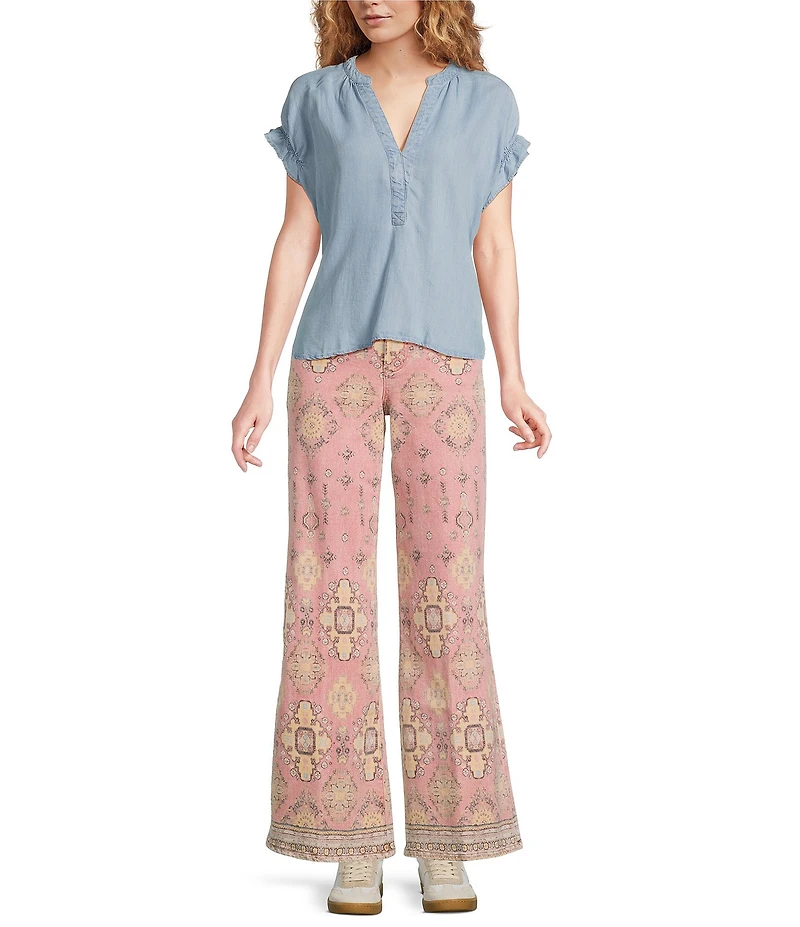 Dear John Micah Abstract Print Wide Leg Ankle Length Jeans