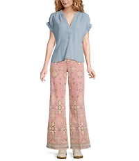 Dear John Micah Abstract Print Wide Leg Ankle Length Jeans
