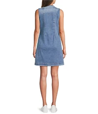 Dear John Sabrina Denim V-Neck Sleeveless Button Down Dress