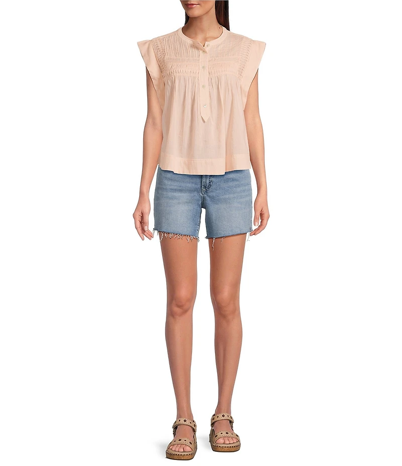 Dear John Shaya Woven Crew Neck Sleeveless Button Front Blouse