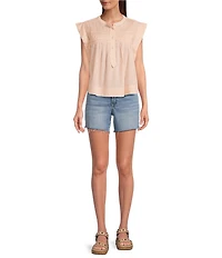 Dear John Shaya Woven Crew Neck Sleeveless Button Front Blouse