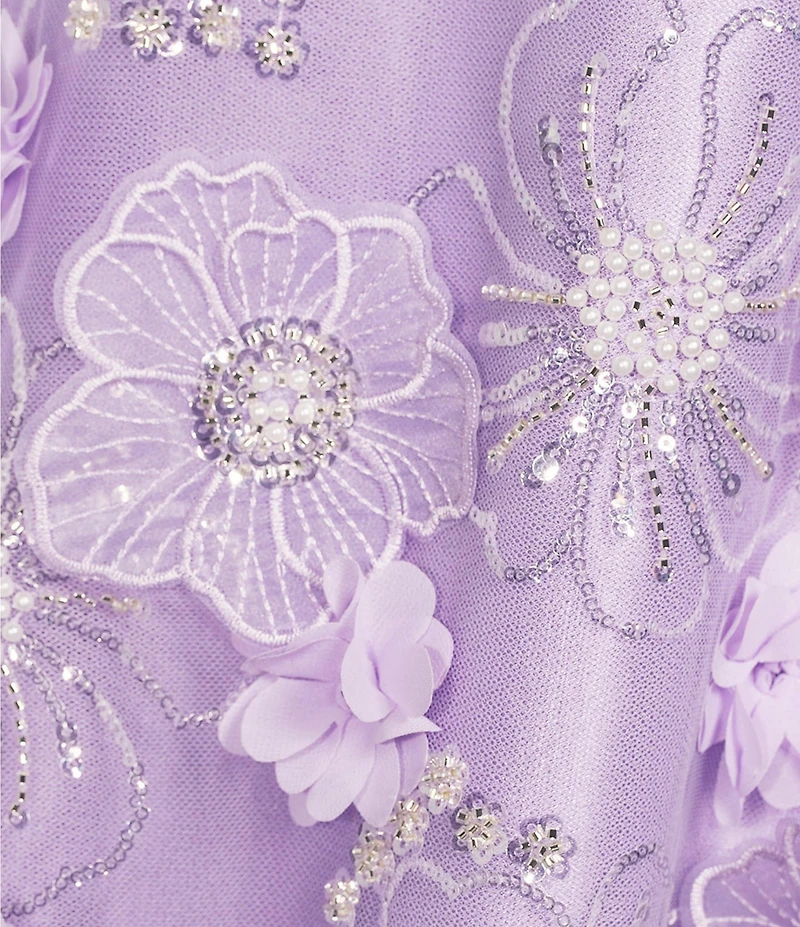 Dear Moon 3D Floral Strapless Ruched Bodice A-Line Ballgown