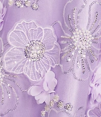 Dear Moon 3D Floral Strapless Ruched Bodice A-Line Ballgown