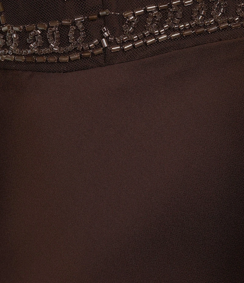 Dear Moon Beaded Satin V-Neck Maxi Dress