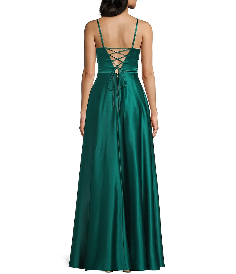 Dear Moon Charmeuse Cowl Neck Corseted Gown
