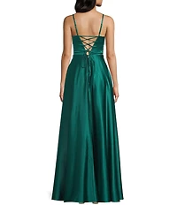 Dear Moon Charmeuse Cowl Neck Corseted Gown