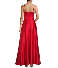 Dear Moon Charmeuse Cowl Neck Side Slit Dress