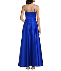 Dear Moon Charmeuse Cowl Neck Side Slit Gown