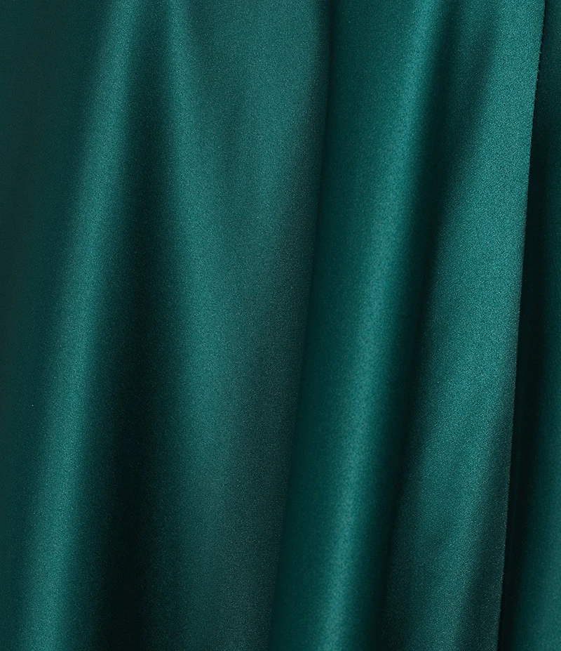 Dear Moon Charmeuse Scoop Neck Front Slit A-Line Ballgown