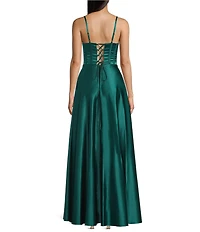 Dear Moon Charmeuse Square Neck Corset Bodice Dress